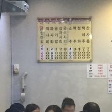店内にあるメニュー　何もいわなくてもタッカンマリ出てきます