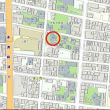 聞成寺の場所を記した地図です。稲荷町の上野小学校の東側です。