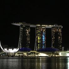 マリーナベイサンズ側のビルの夜景