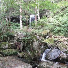 途中の道から滝を見た様子