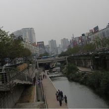 ぶらりとビル群の下を散歩できる川でした。