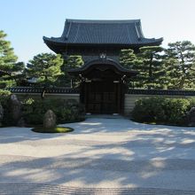 方丈前の庭と法堂を眺める