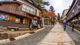 　大山寺へ　行く途中で　参道があります。紅葉の時ですので　ツタがあって　趣きがあります