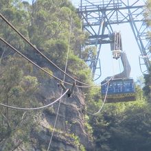 ゴンドラで崖を昇ります