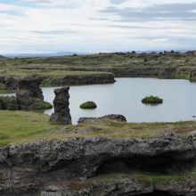 溶岩群が珍しい光景を形成しています。
