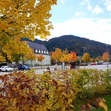 駅前の紅葉