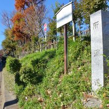 石碑と今の道路