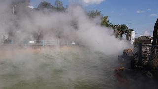 鬼山地獄　緑色の熱泉、別名ワニ地獄