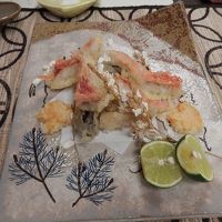 夕食の揚げ物盛り合わせ