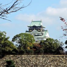 西外堀の外周部からの大阪城天守閣