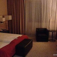 ダブルベッドのシングルユース。部屋は大きめ。