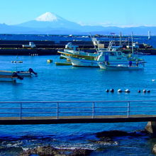 真名瀬漁港 から望む　　　　　　　　富士山, 名島, 江ノ島