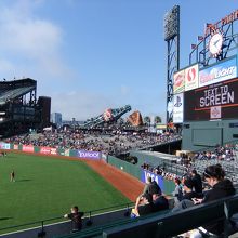 球場の中を散策