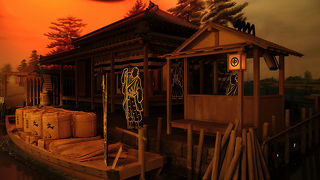 中川番所の1:1再現と、水運・釣りに関する展示