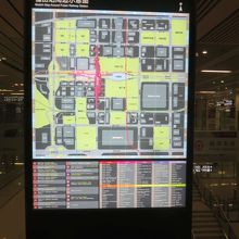 駅構内図。かなり、広範囲に広がっています。