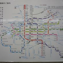 大阪市営地下鉄路線図　橙色の路線が今里筋線