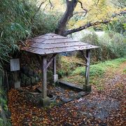 秋田城跡のふもとの集落に残る湧水