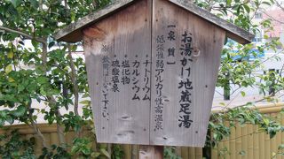 列車の待ち時間に駅前の足湯