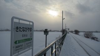 雪原の中に佇む駅