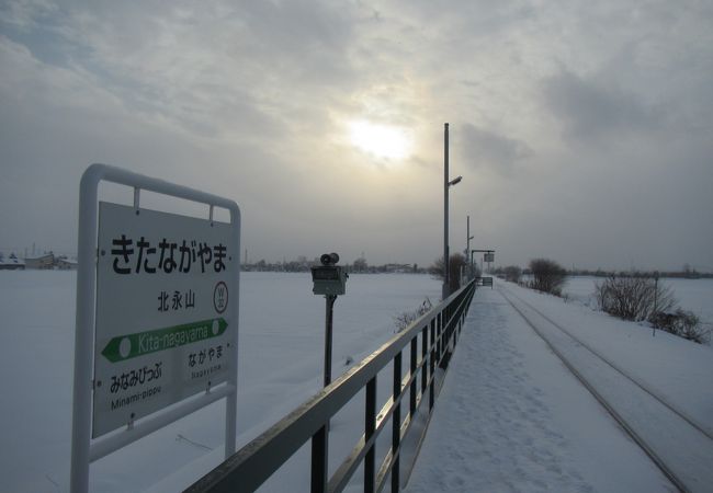 雪原の中に佇む駅