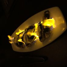 アペタイザーの牡蠣　火がもえてました