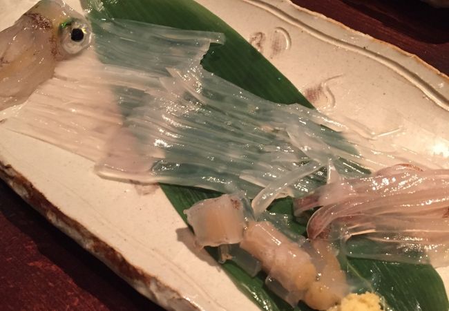 「だいさんざか」で活イカをいただく