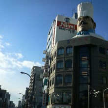 上野から浅草への途中でかっぱ橋を通ると、コックさんがいます