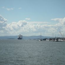 フェリーから見たオスロ港の様子