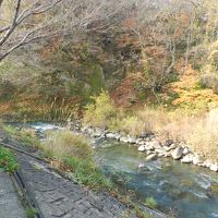 露天風呂から見える渓流の風景