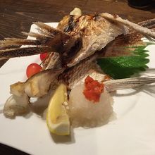 刺身をいただいた後に焼いてくれました