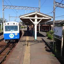 日永駅。この路線は駅構内を含め、全線単線です。