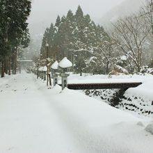 石灯籠も雪帽子