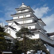 雪で見えなかった「鶴ヶ城」の赤瓦