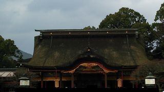 檜皮葺の屋根が珍しい