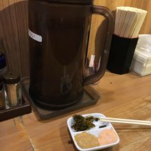 無料の明太マヨ、ゴママヨ、高菜