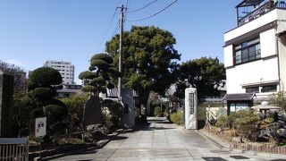 静かな通り沿いにある日蓮宗の寺院で別名 「はぎ寺」 です