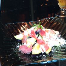 水茄子と生ハムのサラダ