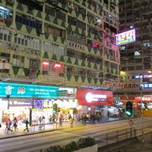 直下の歩道を行き交う人々