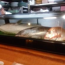 カウンターに陳列されたネタです