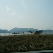 大根島にあるコンビニの前の景色です