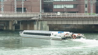 川沿いの公園には桜並木が。