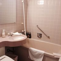 やや狭いがカーテン、備品はキレイ。