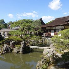 南東から池越しに。