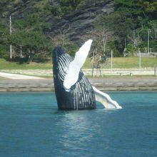 座間味港の近くにあるクジラのモニュメント