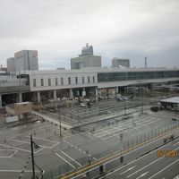 部屋から富山駅がすぐ前に見えた
