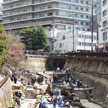 有馬川前景、周囲に温泉旅館。