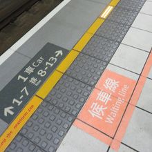 列車が到着前に足元の黄色の線がピカピカ＾＾