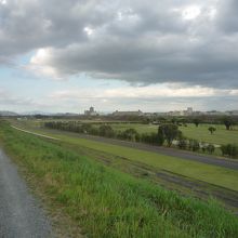 淀川の堤防沿いにある公園