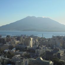 正面には桜島が