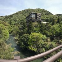 川沿いに迫り出している。紅葉の時期は部屋・露天風呂の景色良い